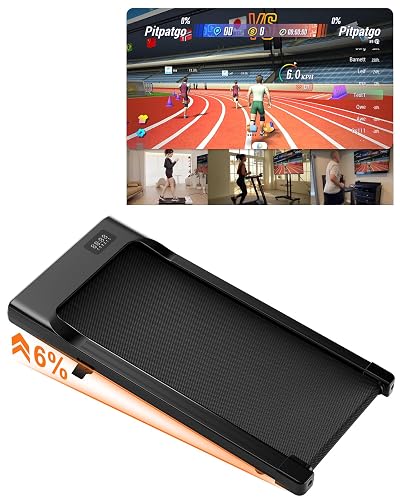 Superun Walking Pad Raceable 6% Incline 2.5HP Under Desk Treadmill 136KG Capacity MAX 12KM/H Foldable Treadmill with HIIT & MIIT Programs APP Control Portable Walking Machine for Home