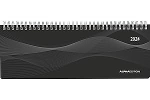 ‎ALPHA EDITION Tisch-Querkalender Profi schwarz 2024 - Büro-Planer 29,7x10,5 cm - Tisch-Kalender - 1 Woche 2 Seiten - Ringbindung - Alpha Edition