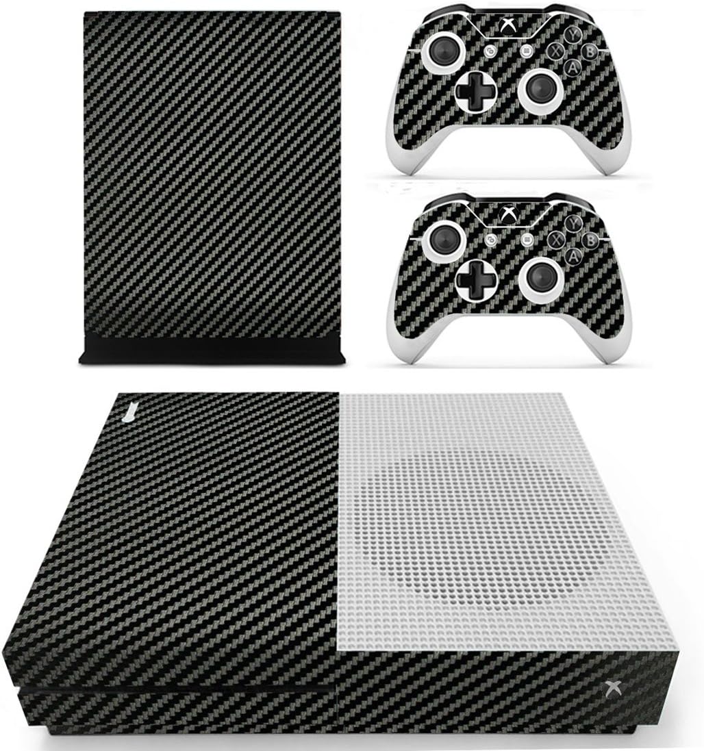DOTBUY Vinyl Decal Full Body Skin Sticker For Microsoft Xbox One S Console And 2 Controllers And Kinect 2.0 (Carbon Fiber Black)