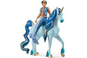 Schleich BAYALA 70718 - Set de 2 Pièces - Trition Aryon et Figurine Licorne Bleue - Jouets Durables pour Divertissement et Jeux de Simulation - Cadeau pour Garçons et Filles de 5 Ans et +