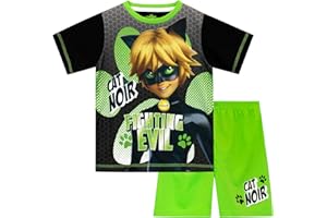 Miraculous Pijamas de Manga Corta para Niños Cat Noir