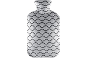 samply 2L Hot Water Bottle with Soft Cover - Hot Water Bag for Cosy Nights, Pain Relief, Back, Neck and Shoulders,Dark Grey