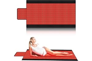 KAOUDT New Double Pulses Red Light Therapy Mat for Full Body Pain Relief, Equipped with 1370 Dual-Wavelength Red Light Therapy and Infrared LED Beads, 73.00'' x 33.30'', 5 Levels of Power Adjustment (Black)