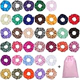 40 Pezzi Elastici Capelli Fasce Ropes in Raso, Scrunchies per capelli seta e lisci satinati Elastic Hair Ties Ponytail Holder