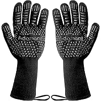 ADAMANT Grillhandschuhe hitzebeständig 800 Grad mit Magnetschlaufen | Grill Handschuhe Herren Universalgröße extra lang…