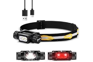 ‎CSTEBOKE Stirnlampe Led Wiederaufladbar mit 660nm Rotlicht - Sofirn H35R Stirnlampe Kopflampe, Superhell 1500 Lumen Helmlampe mit 10 Modi, Leichtgewichtig IP68 Wasserdichte Stirnlampen für Joggen, Angeln
