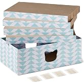 Amazon Basics Cat Scratcher with Box, Corrugated Cardboard Scratchers for Indoor Cats, with Colour Printing and Catnip, FSC C