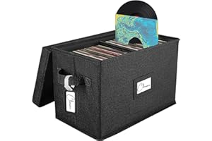 Woodoulogy Contenitore per dischi in vinile per LP da 7"/45 giri (nero, 1 pezzo)