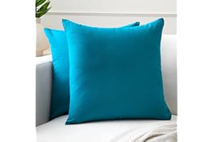 ENCASA XO Encasa Set di 2 federe per cuscini in cotone I 16x16 in (40x40 cm) - Azul Blue I Senza inserto I Tinta unita Square Federe I Lavabili in lavatrice | Solo per uso interno