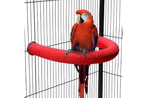 TeTupGa Soporte de percha para loros en forma de U, juguete para mascotas, plataforma de pájaros, arena para moler patas, jaula de palo limpio, accesorios de cacatúas (rojo, L)