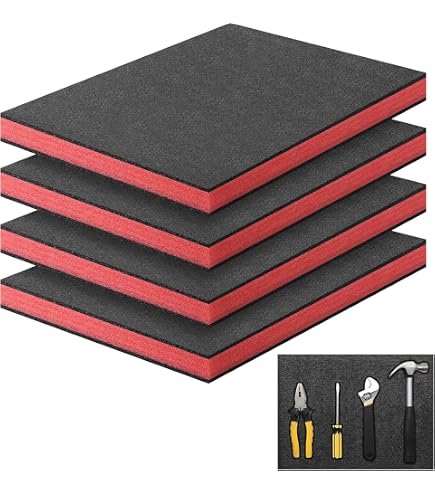 4er Set Rasterschaumstoff 40x30x5 Cm – Vorgeschnitten Für Werkzeug- Und Kamerakoffer, Schwarz