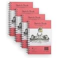 Elan Sketch Book A5 (4 Pack), 320 Sheets 120gsm Paper, A5 Sketchbook Spiral Bound Made for Artists, A5 Art Book, Sketching Pad A5, Lightweight Drawing Book, Sketchbook A5, Small A5 Sketch Pad A5