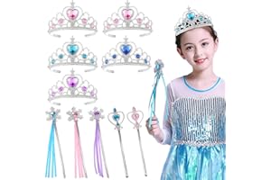 TYXHXTF 10 Pcs Princess Dress Up Accessories, Princess Crown, Magic Princess Wand, Fairy Toy Wands for Girls, Magic Wands for Kids, Princess Accessories for Kids Girls Halloween Party Cosplay Set