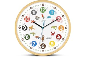 ‎CANDER BERLIN Cander Berlin MNU 2430 T Wanduhr Kinder Holzmotiv 30,5 cm Tiere Lernuhr Holzuhr lautlos geräuschlos analog Holzrahmen Kinderzimmer ohne Tickgeräusche Junge Mädchen