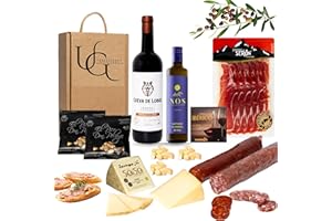 UNIVERSO GOURMET | Exklusive Gourmet-Geschenkbox | Rotwein g.U. Rioja | Natives Olivenöl Extra | Iberische Bellota-Wurstwaren | Gran Reserva Schinken & Schafskäse | Perfektes Geschenkset | Präsentkorb