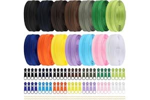 DOITEM Cerniere a Spirale in Nylon #3, 42,9 m/39,2 m, 14 Pezzi, Colori Assortiti, Con 56 Cursori, per Fai Da Te, Cucito, Sartoria