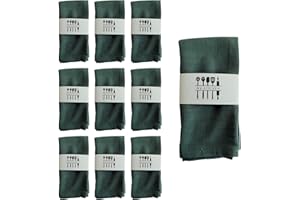 KMDZDZGS Pack of 10 Linen Napkins, Reusable Napkins 40 x 40cm, Natural Cotton, Sustainable Fabric Table Decoration for Kitchen Cafe Dining Dinner Restaurant Party Wedding Birthday (dark green)