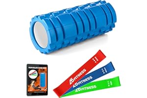 A5 FITNESS Faszienrolle Blau Mit 3 Widerstandsbändern - Leichtgewichtige Faszienrolle Wirbelsã¤ulefür Muskeln Bietet Linderung Von Schmerzen Ermüdung Verbessert Die Erholung Des Gewebes