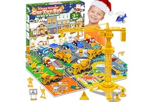 LUPXIU Calendario de Adviento 2024 Niños, Juguetes de Construcción para Niños Vacaciones de Navidad Calendario de Adviento Juguetes de Coches para Niños de 3 a 12 Años Regalos de