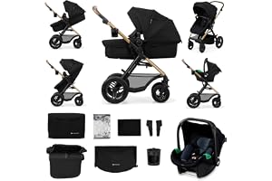 Kinderkraft MOOV 2 3IN1 AIR 3-i-1-modulsystem upp till 26 kg, med Ovetto I-SIZE 40–75 cm, MINK FX, Vändbar barnvagn fram och mamma och väg, justerbart ryggstöd, hjul EVA