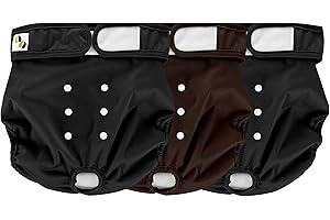 JUMPY MOO'S Couche Chien Femelle Très Absorbante Paquet de 3 - Culotte Chiennes Chaleurs avec Tampon Microfibre à 2 Couches, Polyester Respirant et Extérieur Imperméable Moyen Convient aux Tailles 14" à 20"