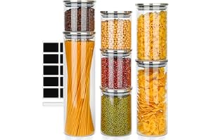 Otauoaea Set di 7 barattoli con coperchio, ermetici, con coperchio, in acciaio inossidabile, per chicchi di caffè (1300 ml, 700 ml, 400 ml, 1000 ml, 450 ml, 2 x 550 ml)