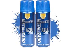 Etrexonline Pintura Spray Multicolor Profesional 400ml Adecuado Metal Madera y Plástico - Color Azul Metalizado (Paquete de 2)