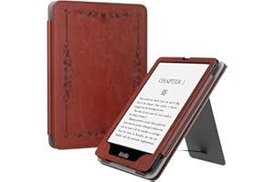 MoKo Custodia Compatibile con 7"/6.8" Kindle Paperwhite(12th/11th Generazione 2024/2021), Magnete Riattivazione e Standby, Con Supporto Verticale e Cinturino per Presa a Mano, Stile Vintage