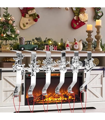Lot De 6 Crochets Porte-Chaussettes De Noël | Patins Silicone Antidérapants | Décoration Cheminée Sapin Fête - 3