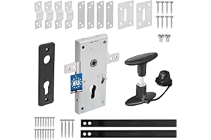 KOTARBAU® Serrure de garage 60 mm en acier - Cylindre profilé pour portes basculantes - Serrure de porte de garage horizontale - Serrure de portail - Kit de ferrures de portail
