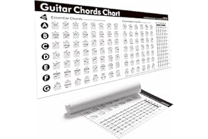 Gitarrenakkorde-Poster, 45,7 x 91,4 cm, unerlässliches und erweitertes Gitarren-Akkord-Diagramm für Anfänger und Fortgeschrittene, Musik-Klassenzimmer, Studio und Zuhause, Wandkunst auf Leinwand