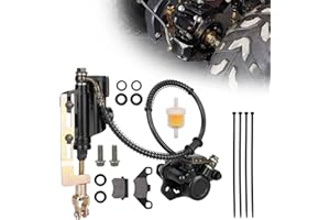 RUTU Rear Foot Brake Master Cylinder Caliper Assembly with Brake Disc and Brack Pads for 50cc 70cc 90cc 110cc 125cc Taotao 125D Boulder B1 Coolster Kazuma SunL RPS Icebear 3050HD 3050C ATV