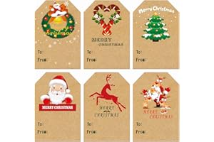 PYBINGCW Christmas Stickers Christmas Self-Adhesive Gift Label 120 Pieces Writing Paper Kraft Paper Colored Stickers 3x2 Inch Decoration Labels