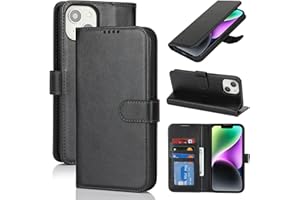 Zouzt Hülle für iPhone 14/13 6,1-Zoll, Stoßfestes PU Leder Handyhülle Lederhülle Klapphülle mit Kartenhalter und Standfunktion Flip Leather Wallet Phone Cover (Schwarz)