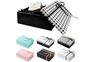 TAIXING 2025 New Gift Box, Textured Gift Boxes for Presents with Ribbon Shred Raffia Greeting Card, 25x18x8.5 cm Gift Boxes with Lids for Valentines Day Christmas Birthdays Anniversaries