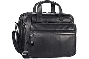 STILORD 'Walt' Sac d'affaires en Cuir Cartable de Professeur Sac d'enseignant Porte-Documents Sacoche d'ordinateur, Couleur:Noir