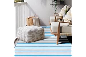 Tapis de terrasse d'extérieur imperméable – Tapis d'extérieur en paille en plastique pour terrasse, camping-car, porche, balcon, terrasse pour camping-car (1,2 x 1,8 m)