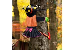 MWZEAUL Halloween Dekoration Garten Hexe in Baum, 95cm Halloween Deko Hexe Garden Decorations, Horror Halloween Witch Halloween Deko Outdoor für Garten Haus Säulen Türdeko Fenster