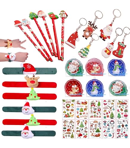 Lot De 120 Petits Cadeaux De Noël Pour Anniversaire D'enfant - Sacs, Porte-clés, Bracelets, Sifflets Et Autocollants