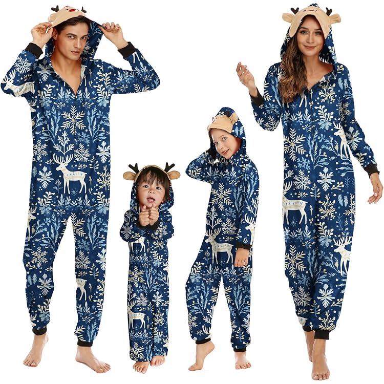 Pyjama Famille Noël AIOIDI - Ensemble Top Et Pantalon - Manches Longues - Pour Père, Mère, Enfant - Taille S-XXL