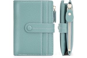 HKCLUF Geldbörse Damen Kleine, Geldbeutel Frauen Leder RFID Portemonnaie mit Münzfach Damengeldbörsen Viele Fächer(A03-Grün)