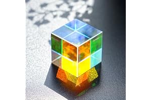 HDCRYSTALGIFTS 35 mm Colourful Optical Glass X-Cube Prism, RGB Dispersion Prism for Physics Teaching, Research, Decoration and Art Education