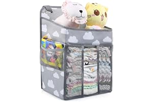 LEADSTAR Hängende Windel Organizer, Windel Caddy Organizer, Multifunktionale Nachttischtasche Zum Aufhängen mit Mehreren Fächern, Hängeorganizer Aufbewahrungstasche für Kinderzimmer, Schlafzimmer
