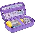 Canboc Travel Carrying Case for Asthma Inhaler, Handheld Spacer for Adults and Kids, Masks, Hard Inhaler Case with Mesh Pocket fit Medicine and Other Essentials, Purple (Case Only)
