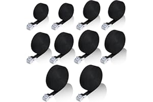 Kulamo Correa de Amarre, 10 Piezas, Varias Longitudes, Correas de Trinquete con Correas Tensoras de Presión, Eslingas con Carraca para Portaequipajes de Coche, Portabicicletas, Motocicletas