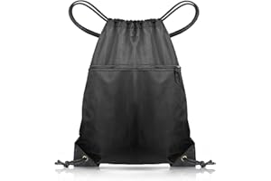 CHEPULA Turnbeutel mit Kordelzug Schwarz, Schnur, Schwimmen, Kordelzug, PE-Taschen für Frauen und Herren, Reise, Strand, Schultasche mit wasserdicht für Kinder, Jungen, Mädchen, Schwarz…