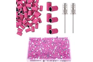 TELOOCO 200 Piezas Tiras de Lijado de Uñas 8mm Tira de Pulido de Uñas Tiras de Lijado Finas de Grano 240 para Taladro de Uñas Lima de Uñas con 2 Paquetes de Brocas de Uñas para Manicura y Pedicura