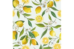 VEELIKE Papel Pintado Limón Amarillo Papel Pintado Autoadhesivo Hojas Verdes Papel Adhesivo para Muebles Flores Acuarela Papel Pared Flores Fotomural Vintage Impermeable Salon Habitacion 45cm×300cm