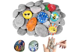 NCOALE Pack of 40 Stones for Painting, Flat, 3-5 cm Pebbles for Painting, Natural Beach Pebbles, Smooth Flat Stones for Crafts, School, Painting, Flower Pots Decoration