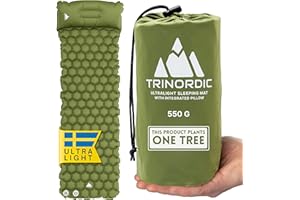 TRINORDIC Ultralight Inflatable Sleeping Pad with Integrated Cushion - Small & Compact Perfect for Hiking Cycling Camping Backpacking